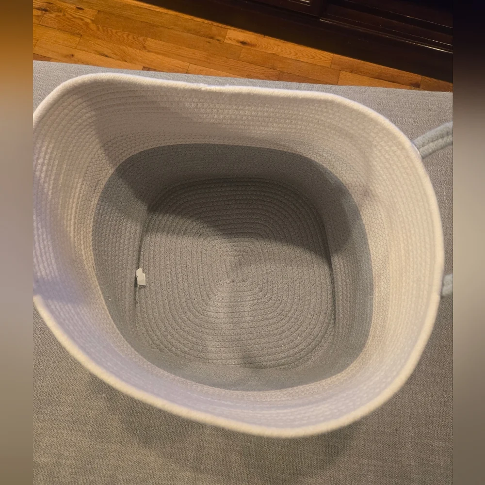 Elegant Gray and Cream Woven Basket